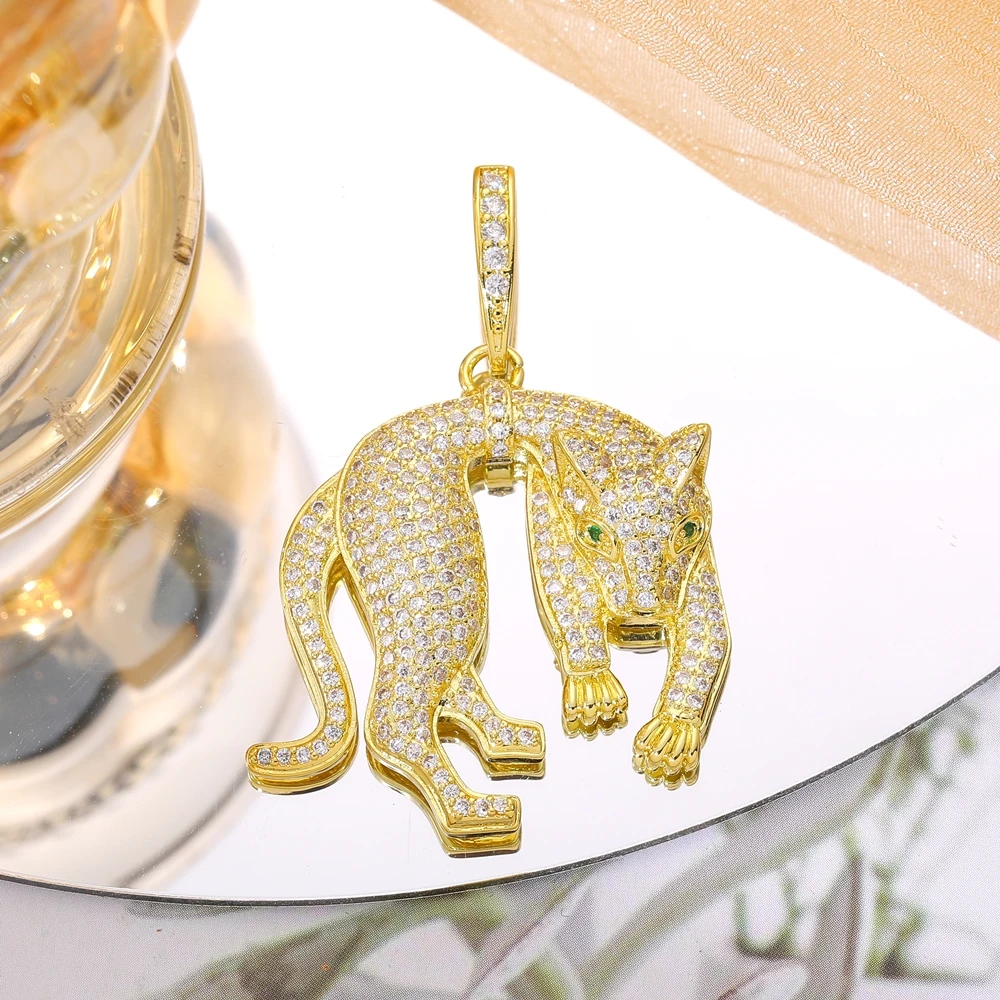 Juya handgefertigte Micro-Pavé-Zirkon-Anhänger mit 18 Karat vergoldeten Tiermotiven (Panther, Löwe, Leopard) für DIY-Schmuckherstellung für Frauen, luxuriöser Anhänger. – Detail 3