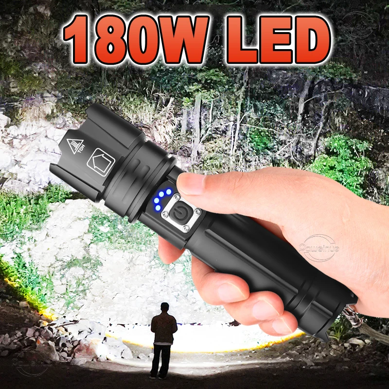 LongShotLedFlashlightUsbRechargeableTorchZoomableWaterproof