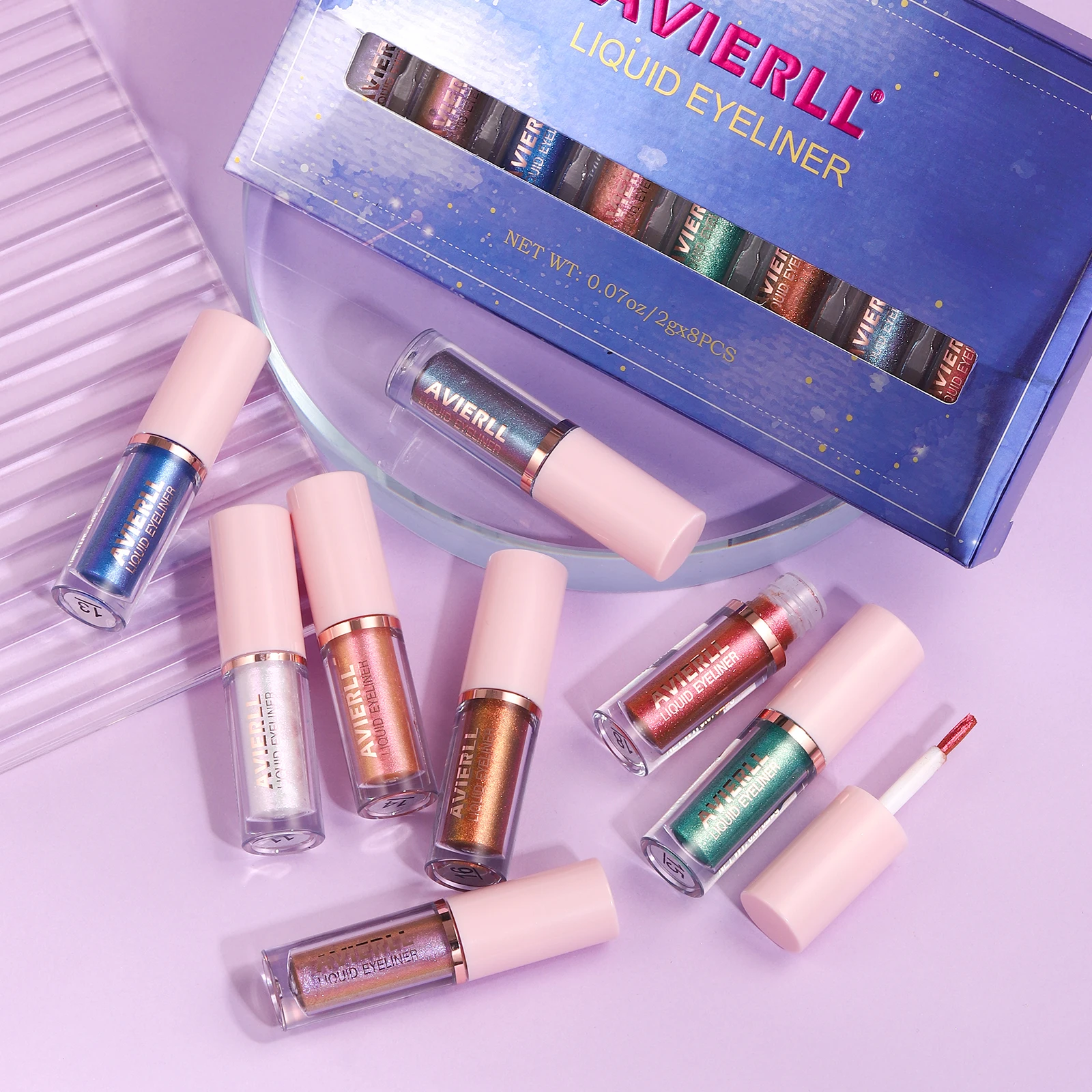 Chameleon Eyeliner set 8 Colors Long-lasting Waterproof Glitter liquid eyeshadow No smudging Fast-drying Eye makeup gift