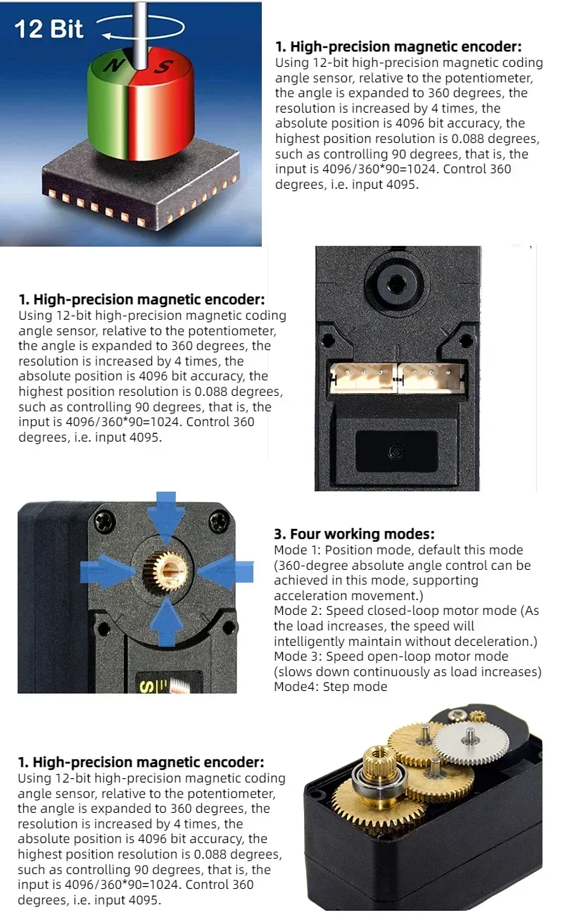 Feetech STS3215 12V 30KG High Precision Feedback Magnetic Encoding Servo RC 360 Degree Continuous Rotation Serial Bus TTL Servos image 5