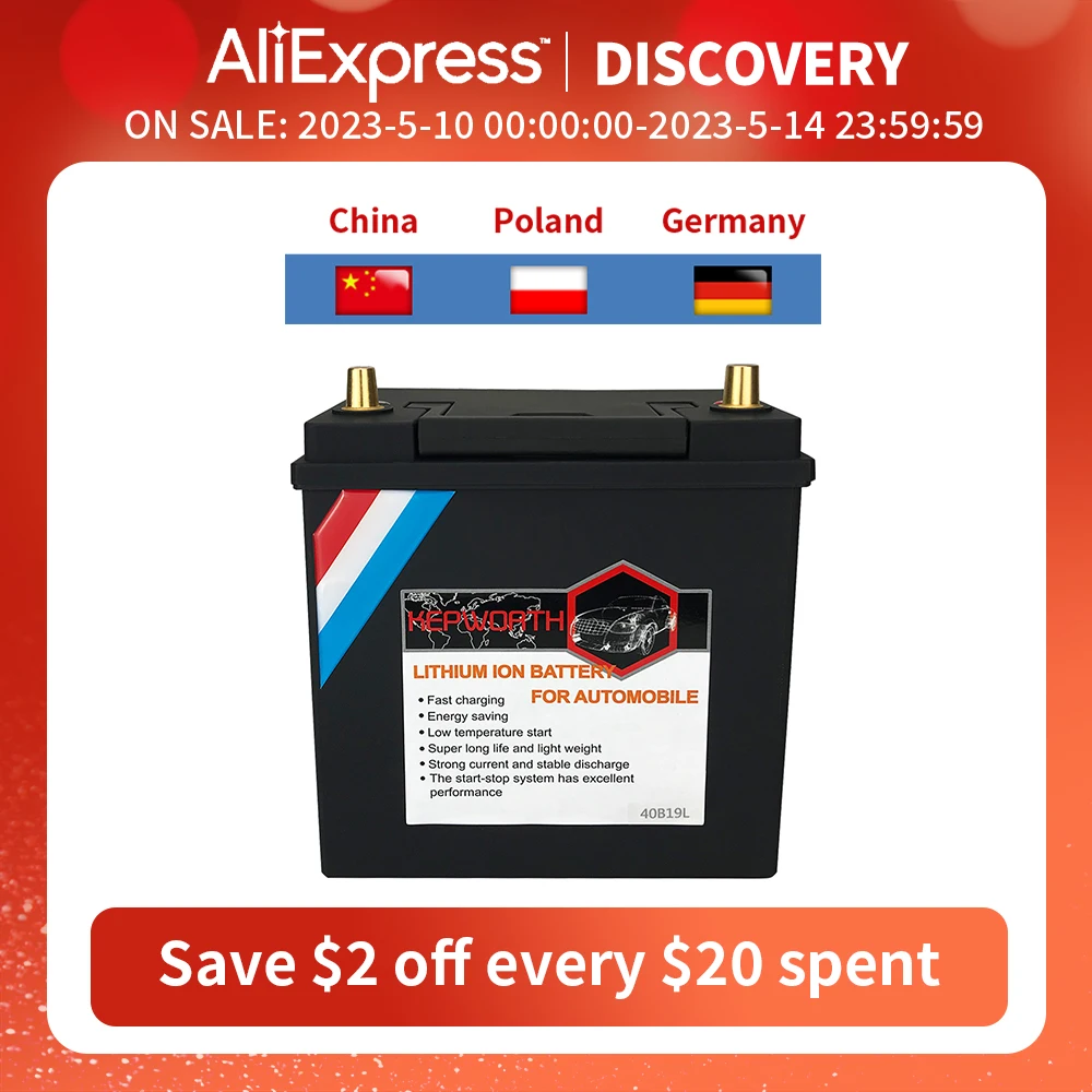 40b19l/r Lifepo4 Battery 12v 46ah Cca750 Bms Board Car Starter Battery