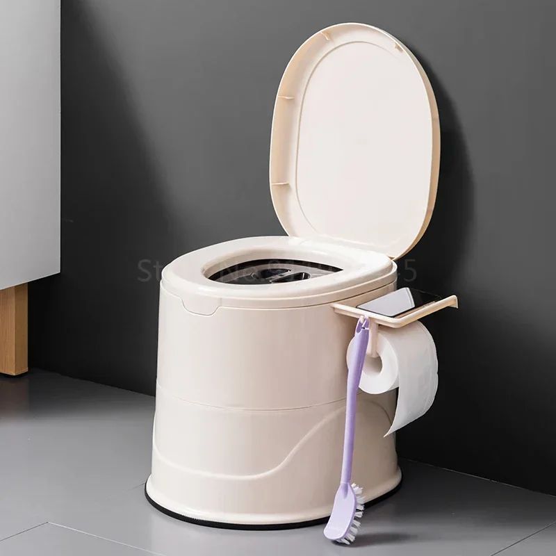 Portable Toilet Portable Toilet for Elderly & Pregnant Simple Bedroom Movable Spittoon Adult Household Plastic Toilet