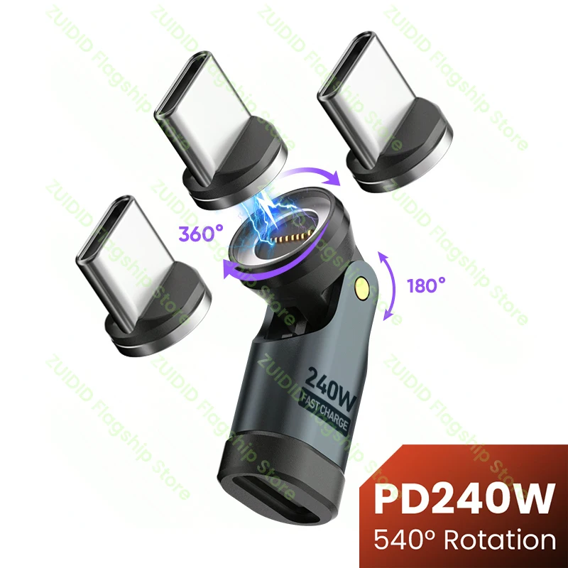 9-Pin USB C to Type C Magnetic OTG Adapter PD240W thumbnail 4