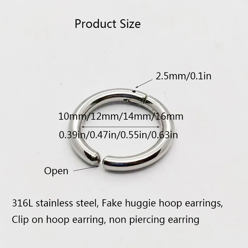 2 Pezzi In Acciaio Inossidabile Huggie Piccoli Orecchini A Cerchio Per Le Donne Piccolo Cerchio Rotondo Punk Unisex Rock Orecchino Cartilagine Gioielli Penetranti - Foto 1