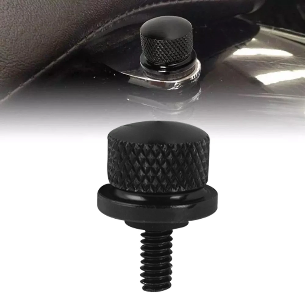 thumbnail image 2 of Aluminum Screw Seat Bolt Mount Knob Cover For Harley Motorcycles – Black, Fits Dyna, Softail, Touring 2 of 14