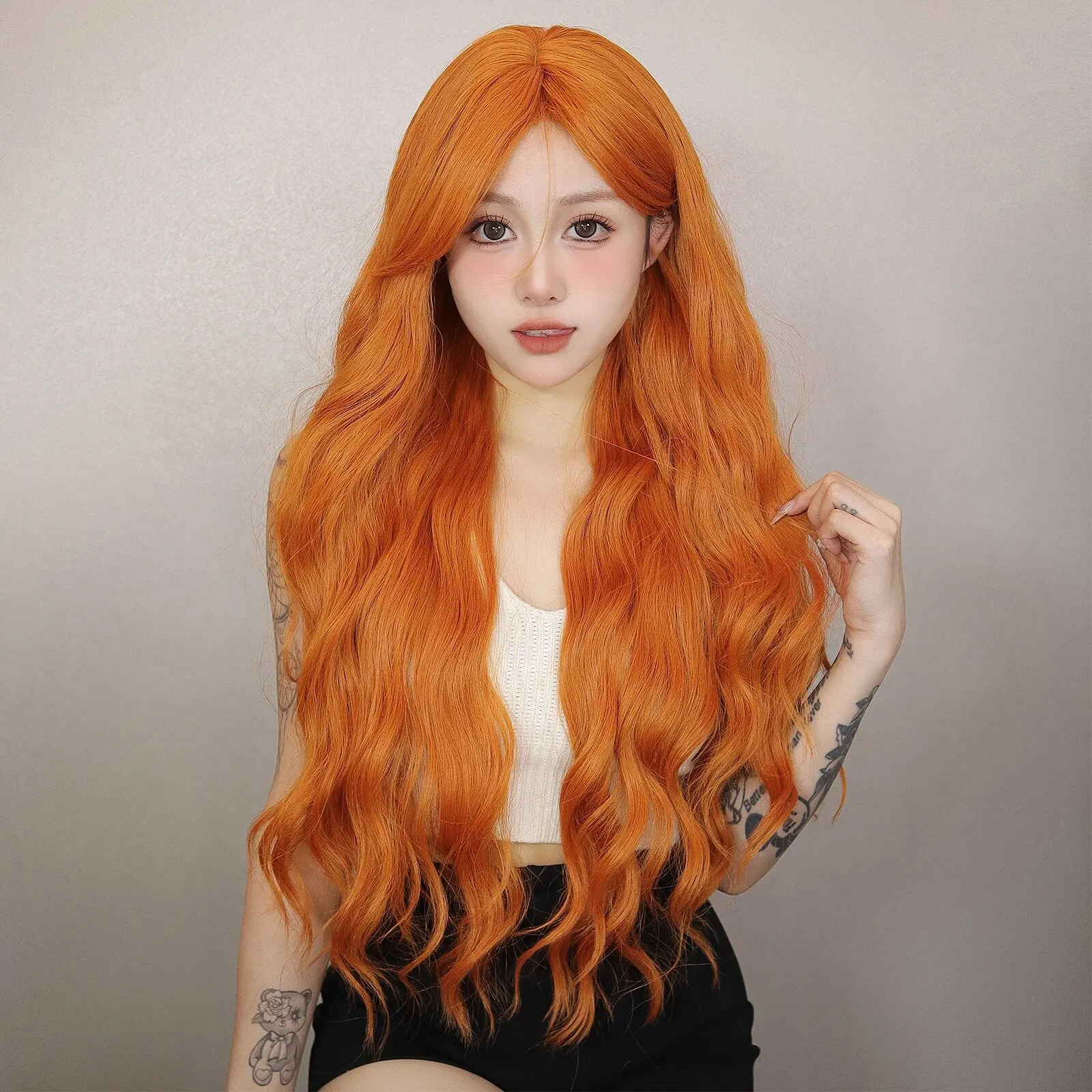 Long Water Wave Synthetic Wig With Bangs For Cosplay And Party_voghion.com