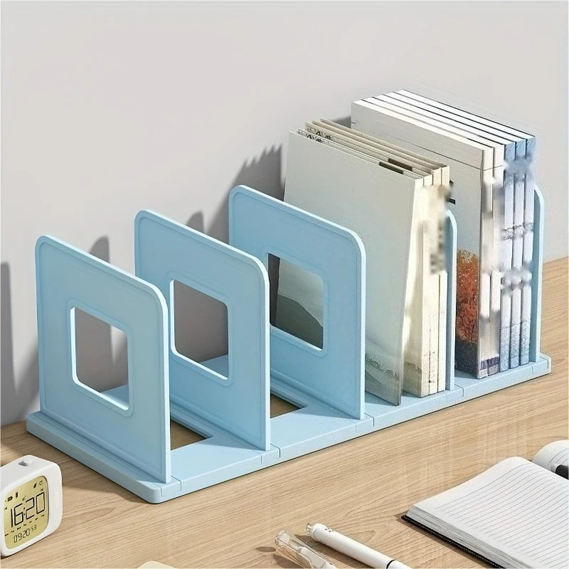 1PC Foldable Desktop Bookshelf, Book Storage Shelf Partition, Essential Stationery for The New Semester, with Five Compartments
