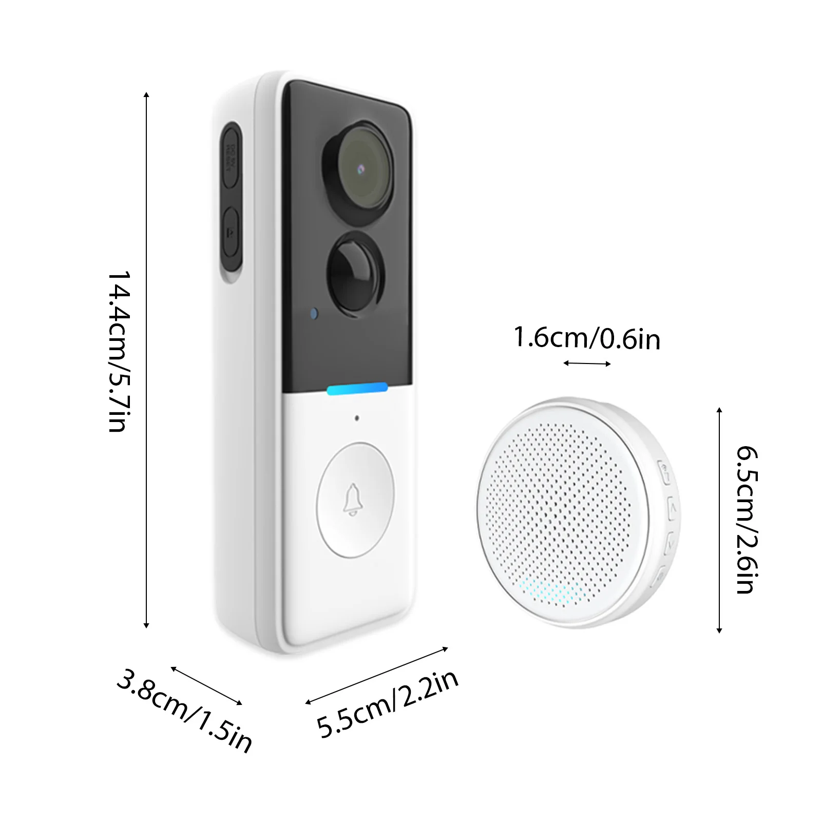스마트 도어벨 도어 카메라 TY 앱 제어 적외선 야간 투시경 충전식 비디오 인터콤 도어벨 양방향 인터콤