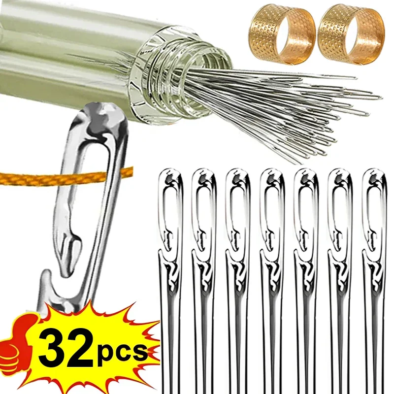 

32/12 шт., иглы для шитья с большим отверстием