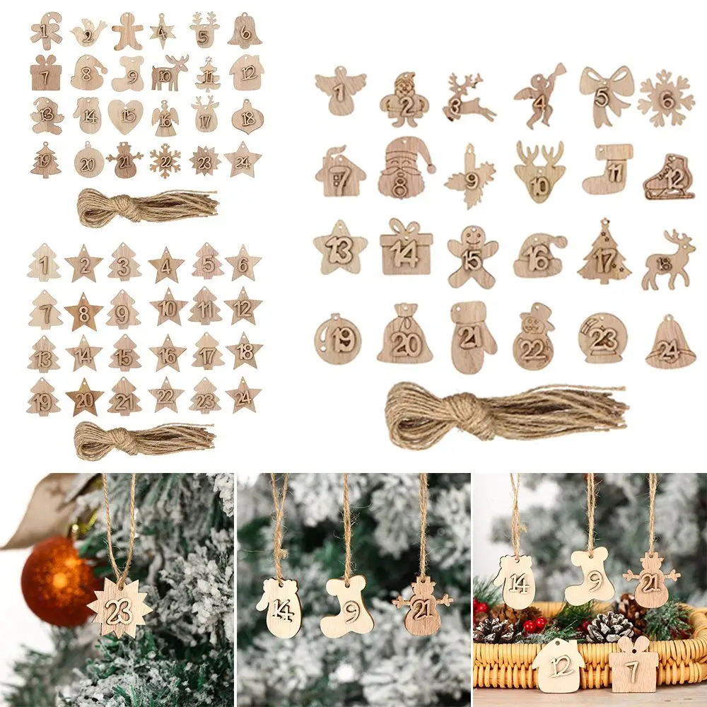Countdown Christmas Advent Calendar Label 24 Xmas Advent Calendar Numbers DIY Gift Bags Hanging Tags