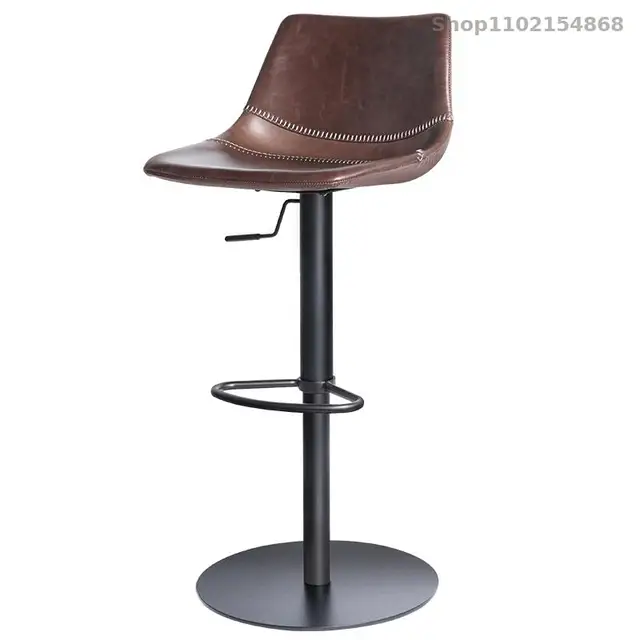 Leather Bar Chair Light Luxury Leather High Chair Bar Chair Modern