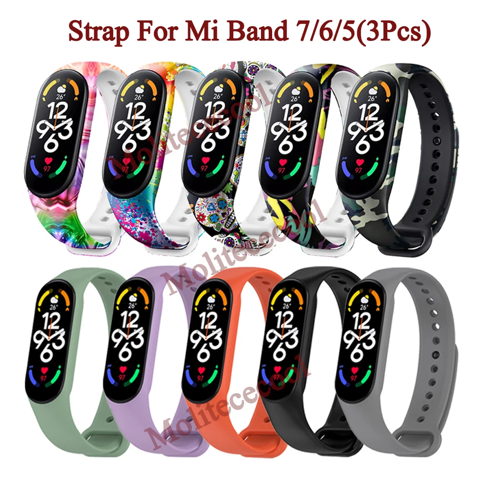 

3PCS Strap For Xiaomi Mi Band 7 6 5 Smart Watch Replacement Wristband Bracelet For Xiaomi Mi Band 7 6 Watchband Correa Mi Band 5
