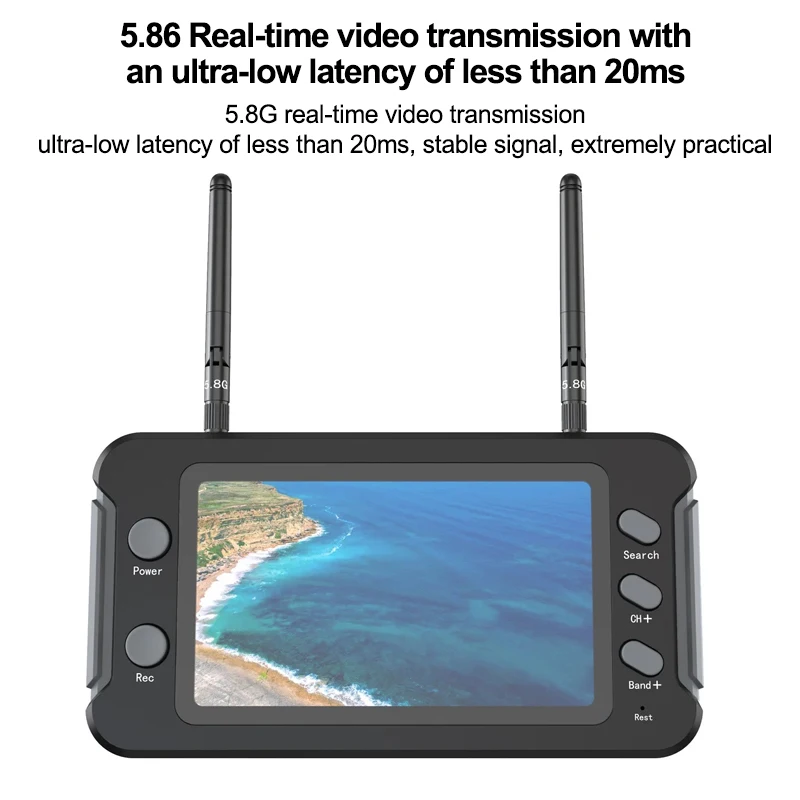 Écran FPV 5.8GHz 4.3 pouces DVR 40CH avec batterie intégrée