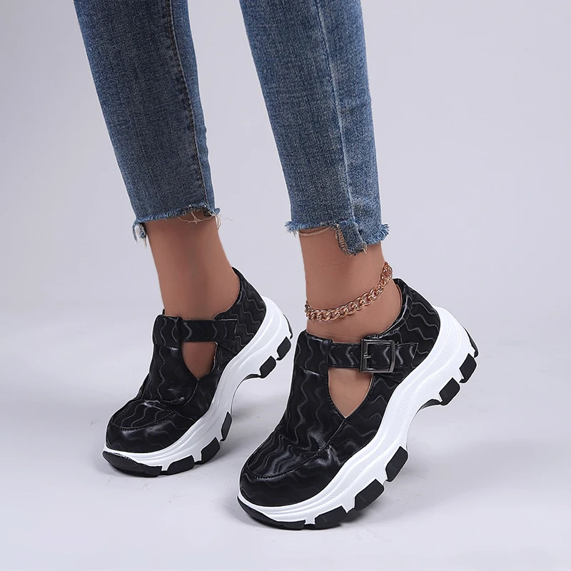 2024Summer   Sandals Wedge Women Shoes Buckle Large Size  Sneaker Comfortable Soft Loafers Woman Vulcanize  Flats