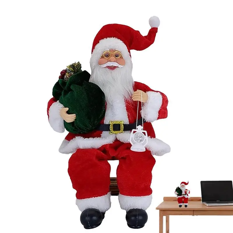 

Sitting Santa Claus Figurines 13.8 Inch Christmas Santa Claus Plush Doll Decor Seasonal Party Supplies Christmas Scene