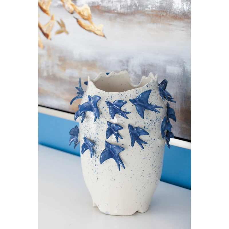

12" Bird 3D White Ceramic Vase