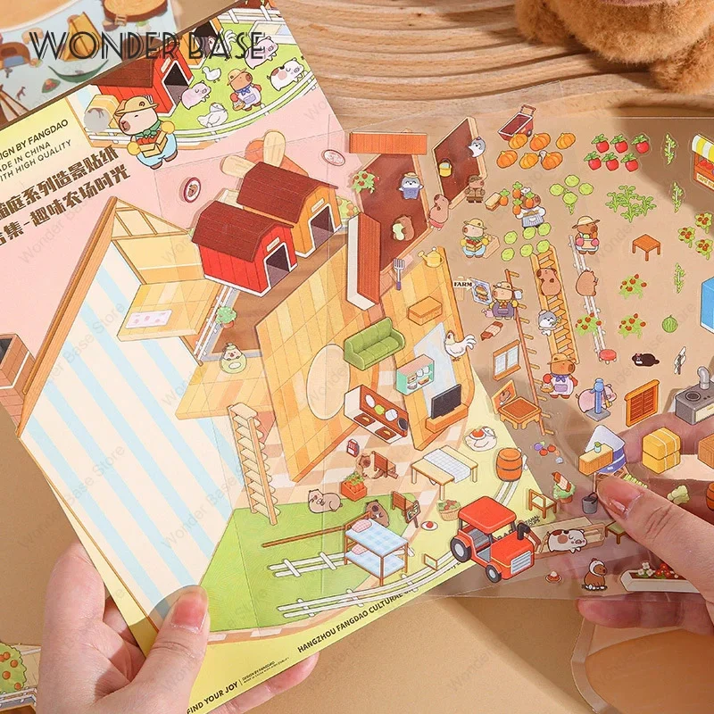 3D Cartoon Capybara DIY Landscape Sticker Miniature Scene Pocket Cabin Scene Stacking Gift for Kid Child cartoon stickers,decorative stickers,self adhesive stickers,custom stickers,stationery stickers,anime stickers,paper stickers,adhesive stickers,decorative labels stickers,animal stickers