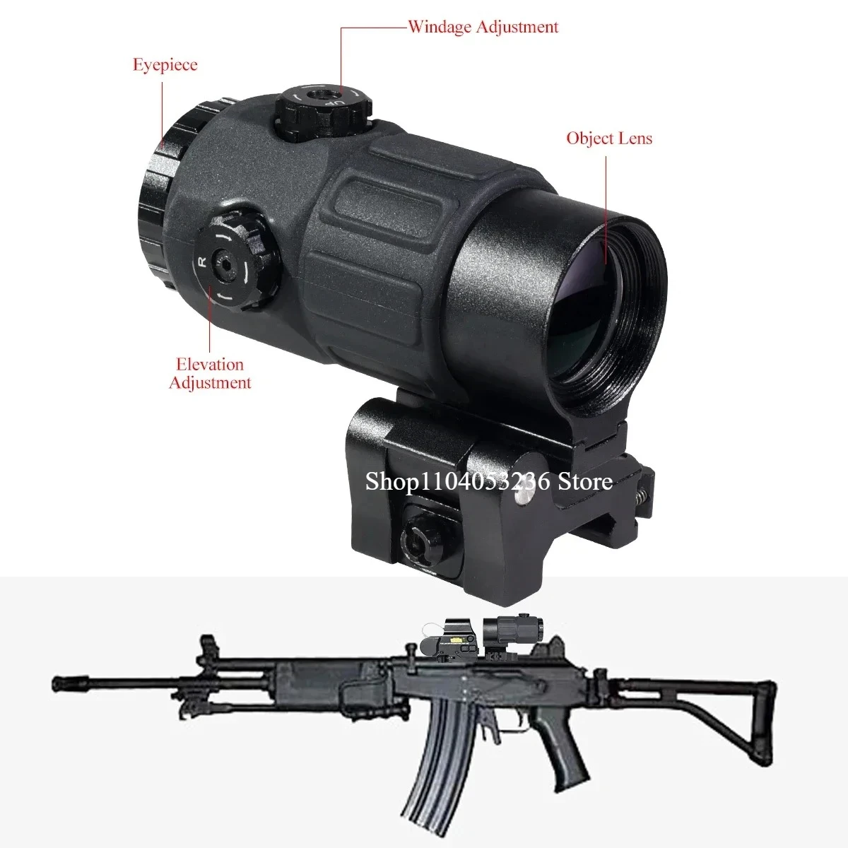Tactical E*t*ch G33 G43 G45 Sight Fixed 3X 5X Magnifier Scope Quick Disassembly Flipping for Airsoft Hunting Collimator