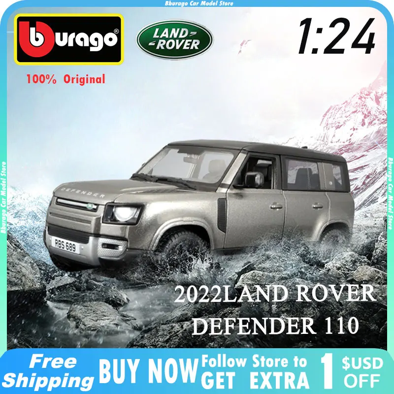 

Bburago 1:24 Land Rover Defender 110 2022 Model Car Alloy Luxury Vehicle Diecast Toy Collection Gift Birthday Present Display