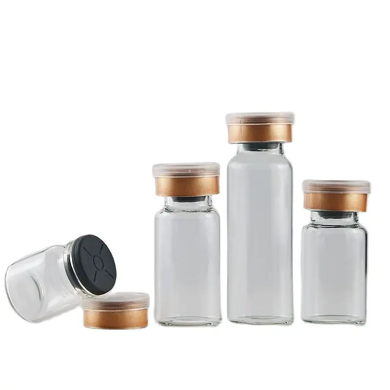 (100pcs) 2ml 5ml Vials with Rubber Stopper Flip Off Caps or Al Caps Glass Bottles 3