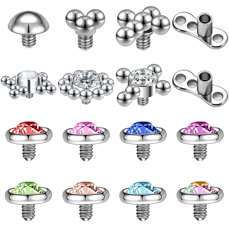 Aoedej 1Pc Cristallo Ancoraggio Cutaneo Top Skinside Diver Micro Skin Diver Piercing Cutaneo Skinside Impianti Piercing Gioielli Per Il Corpo