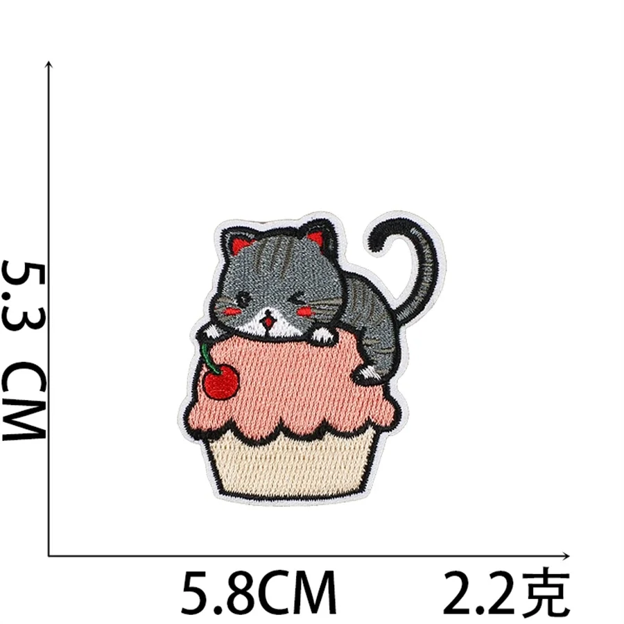 Description Picture 5 of item1pcs Patch Love Cat Stickers Iron On Patches for Clothing Sewing Embroidery Fusible Applique Badge Decoration Stripes