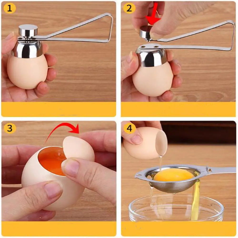 1pcs Creative Egg Shell Opener Raw Egg Boiled Egg Topper Cutter Kitchen Tool Stainless Steel Egg Shell Opener Spring Egg Opener images - 6