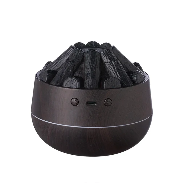 USB Humidifier 300ML Artificial Charcoal Fire Air Humidifier Aroma Diffuser Mist Sprayer Mini Diffuser with Night Light for Home 6