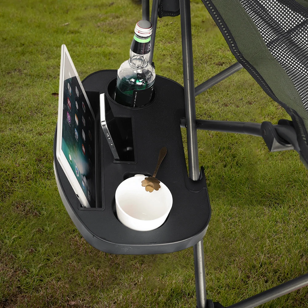 Chair Cup Holder with Mobile Phone Slot Chair Utility Tray Universal Portable Chair Side Tray Multifunction for Lawn Patio Pool