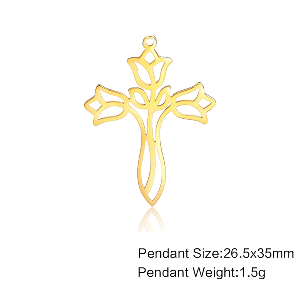 Wholesale Stainless Steel Tree-Shaped Cross Charms for Jewelry Making - Elegant Pendant Accessories