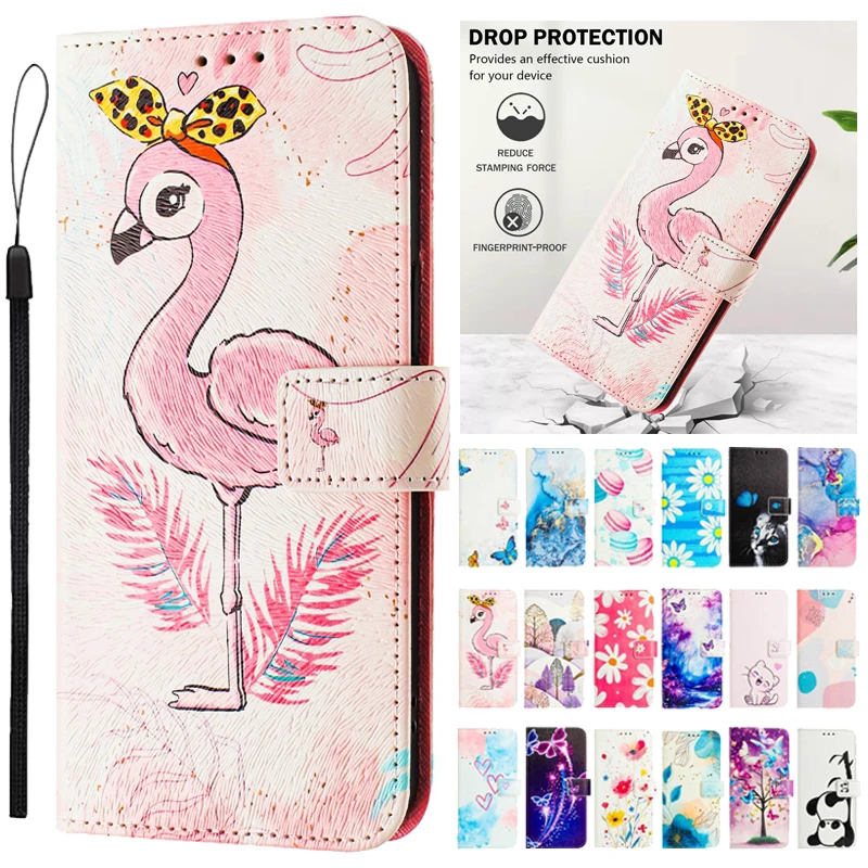 Stylish Painted Leather Wallet Phone Case Cover