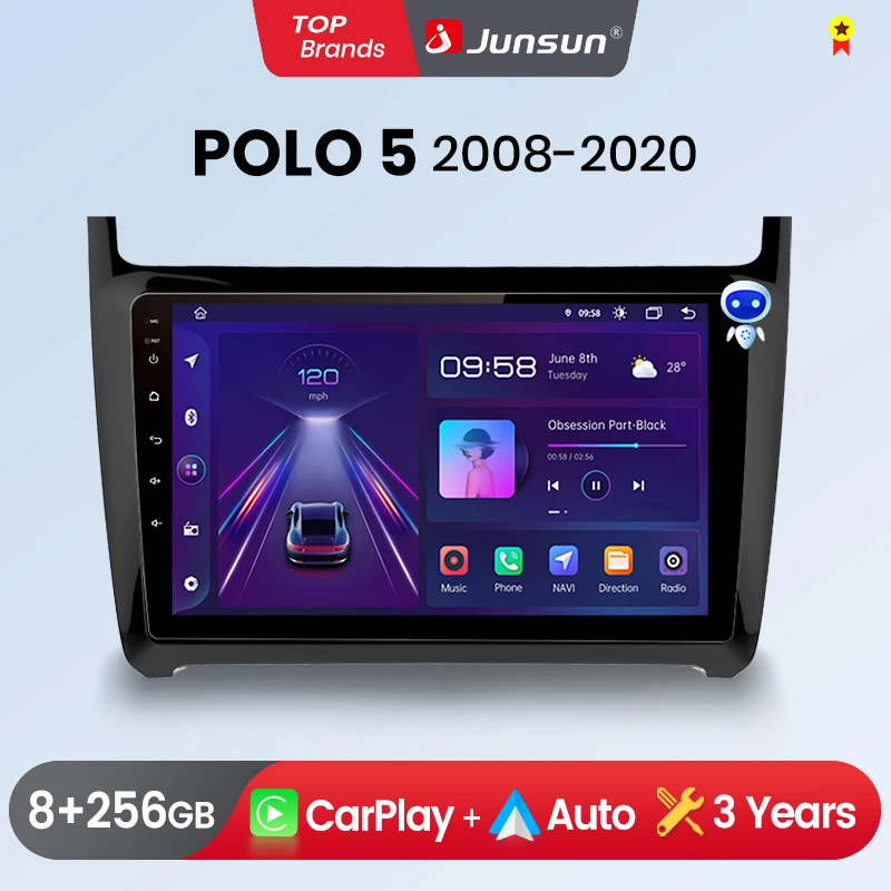 Junsun Wireless CarPlay Android Auto Car Radio for VW Volkswagen POLO 5 GPS Intelligent Systems Stereo Multimedia Autoradio