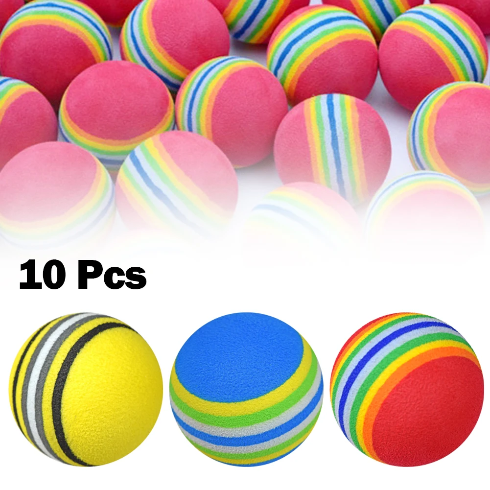 

10pc Golf Swing Training Foam Balls Indoor Practice Rainbow Sponge Balls Flexible Soft Golf Practice Ball Training Aid Accessory