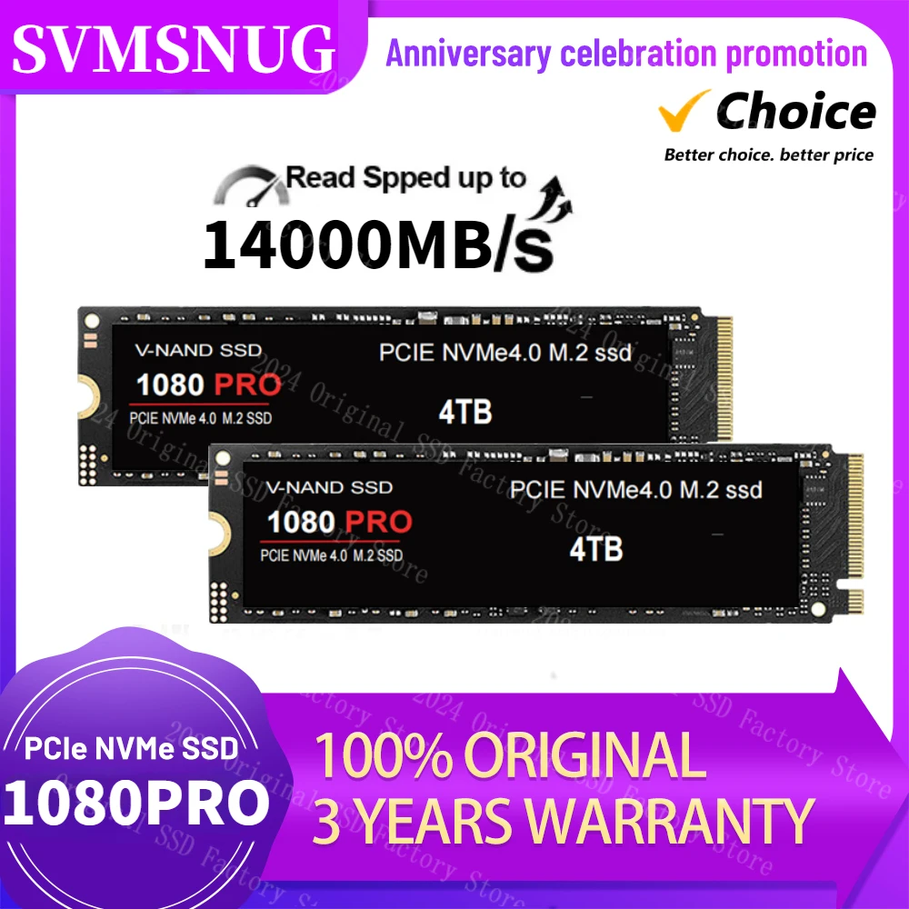 

PS5 M.2 SSD 1080 PRO PCIe NVMe 1TB 2TB 4TB Gen4*4 Solid State Drive 2280 12000MB/s Internal Hard Disk HDD for PS5 Desktop Laptop