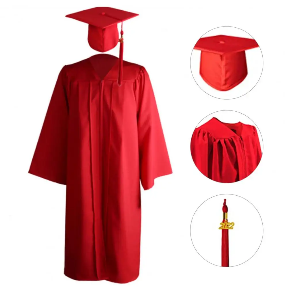 Lightweight Academic Gown Set Tassel Mortarboard Set Unisex Academic Hat for Graduation Ceremony