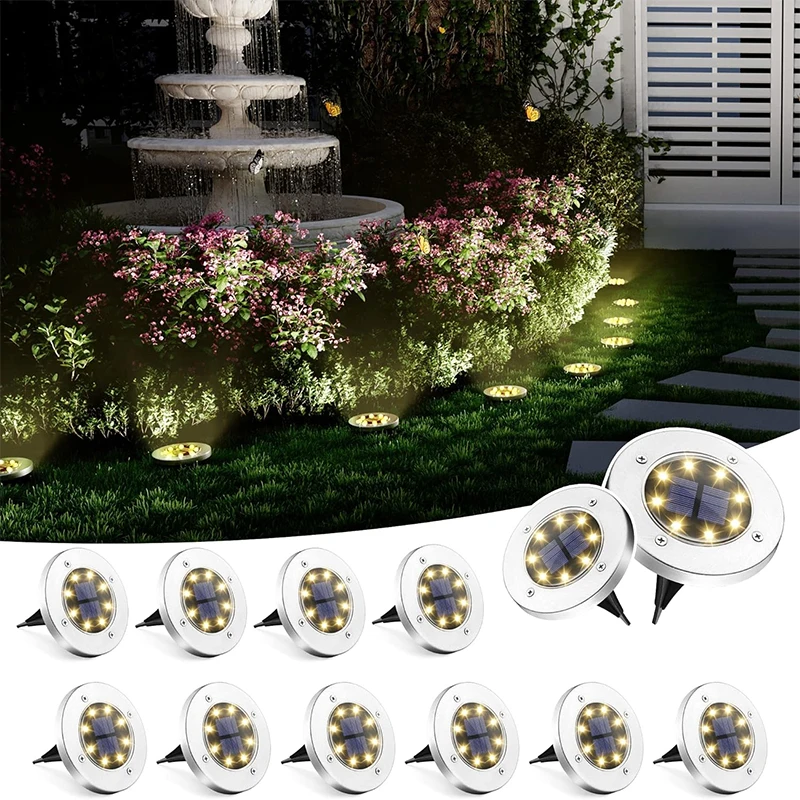 

8LED Solar Power Disk Light Outdoor Garden Solar Underground Light Deck Light Spotlight Buried Solar Led Lamp Garden Decoration