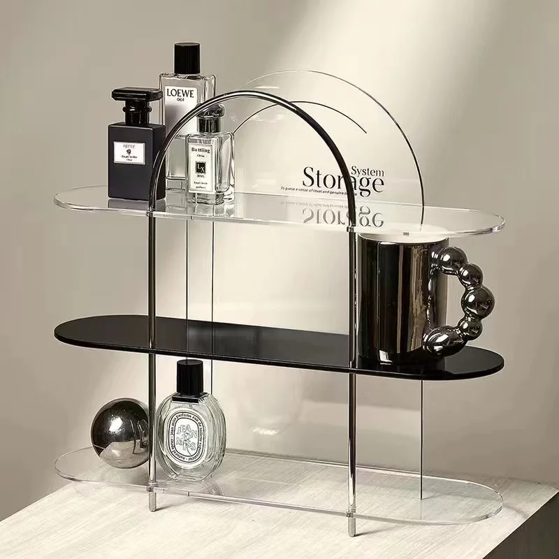 

Ins Acrylic Cosmetic Display Rack Storage Perfume Skin Care Products Desktop Shelf Living Room Home Decoration Storage Rack