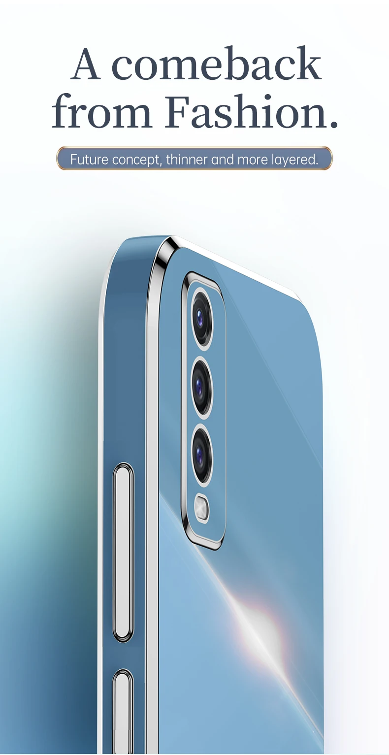 Etui na telefon z silikonową ramką Lxuury Square Frame Plating do Vivo Y20 Y20I Y20S Y17 Y15 Coque Ultracienkie miękkie etui z TPU na tył_voghion.com