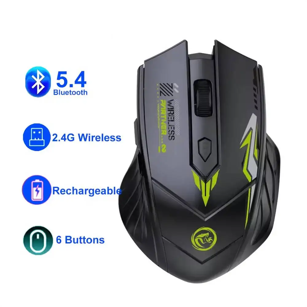 Enhanced Wireless Dual-Mode Rechargeable Bluetooth Mouse with Silent Clicks