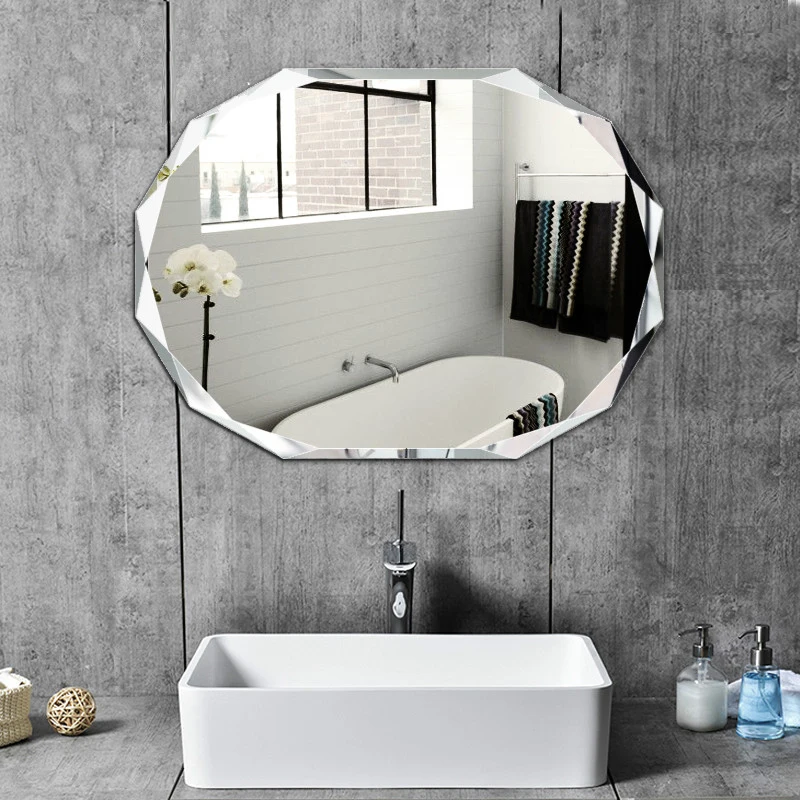 Espejos sencillos sin marco para baño, sin perforaciones, montados en la pared, para maquillaje, de baño| - AliExpress