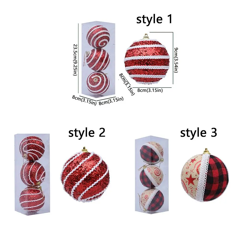 8cm Christmas Hanging Ball Set Glitter Foam Reusable Christmas Ball Ornaments Shatterproof Decorative Xmas Tree Decor Gifts