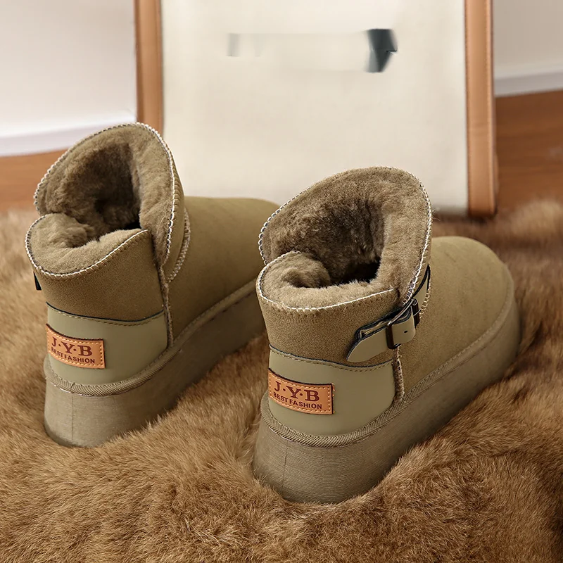 Snow boots for women, 2024 new model with plush women's thick soled snow cotton winter shoes, bread shoes_voghion.com