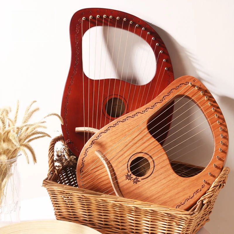 16-Strings Harp Rayachen Portable Stringed Musical Instrument Lyre Mahogany Wood Piano Profession Accompany Wrench Spare Strings