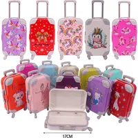 Mini Luggage Doll Accessories Suitcase Cute Anime Printing Unicorn/Cat For 30Cm Duck lalafanfan/18 inch Girl's/Paola Reina dolls 1