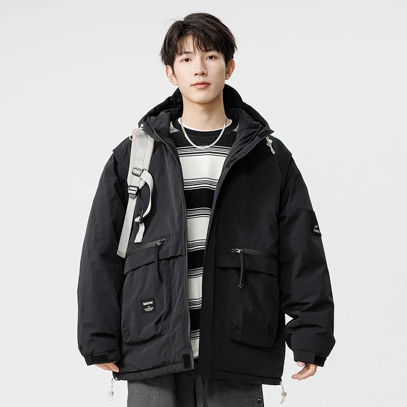 Winter Men's Jackets Hooded Zip-up Windbreaker Men's High Quality  Waterproof Cotton-Padded Coat Unisex Thick Warm Parkas Brand