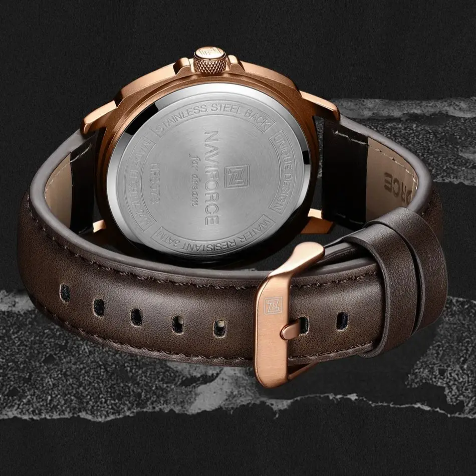 NAVIFORCE High Quality Male Wristwatch PU Band Calendar Brand Men Quartz Watch Auto Date Display Waterproof Clocks Reloj Hombre - Image 4