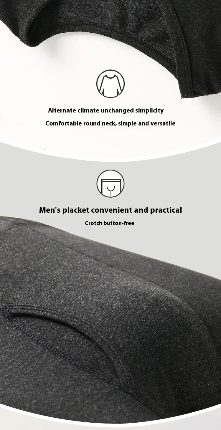 Description Picture 6 of item2PCS/Set fall and winter pullover thermal suit men's thermostat fall coat and pants thickened bottoming underwear long-sleeved H