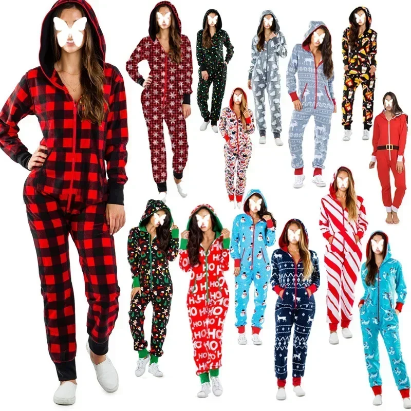 Onesies Unisex Women's Pajamas Autumn Winter Warm Costumes Man Sleepwear Cartoon Jumpsuit Female Christmas Homewear