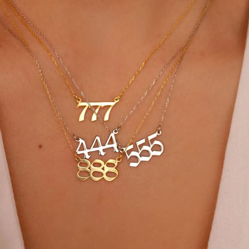 Angel Number Necklaces Stainless Steel Pendant Choker For Women