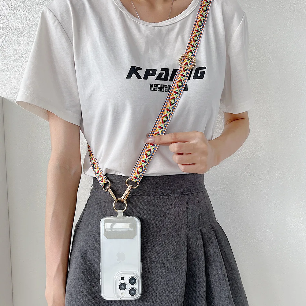 Anti-Loss Adjustable Crossbody Phone Lanyard with Retro Totem Pattern